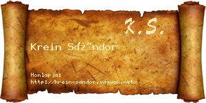 Krein Sándor névjegykártya